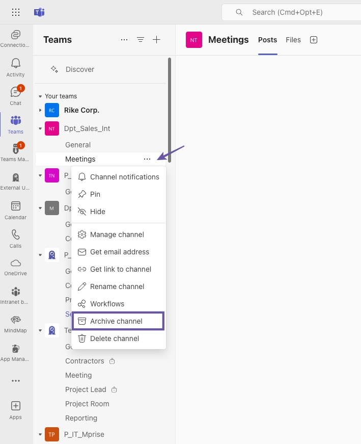 Archive Teams Channel in Microsoft Teams