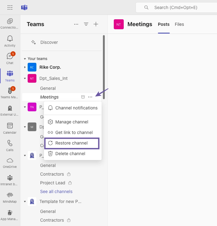 How to restore archived Teams channel
