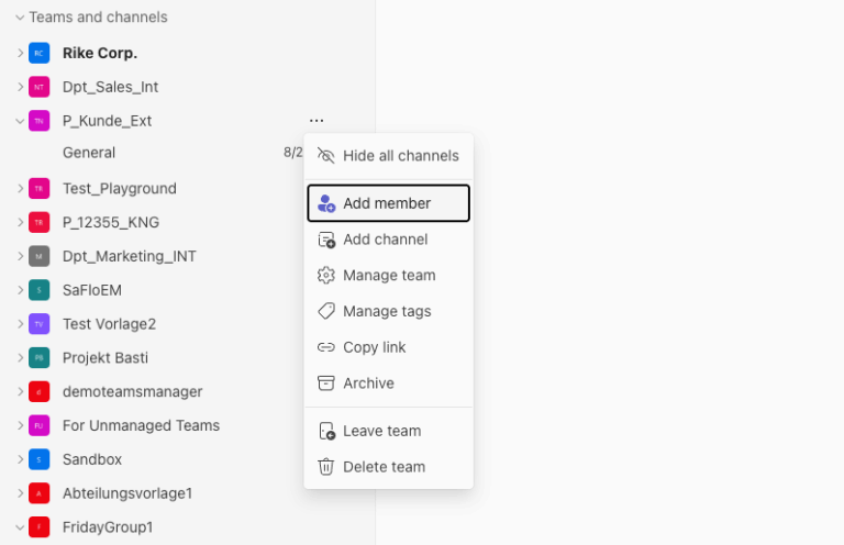 Add new external user to Microsoft Teams team
