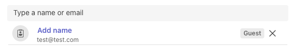 Add name of new Microsoft Teams guest user