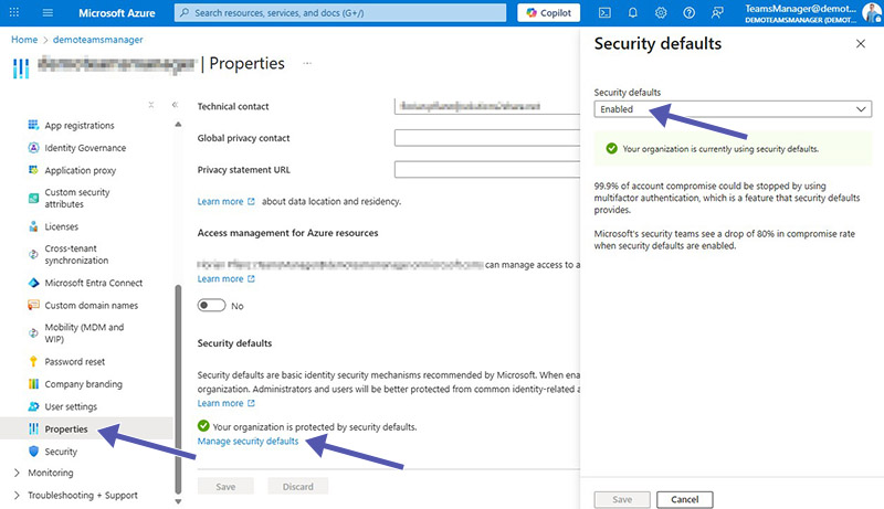 Enable Security Defaults in Entra ID