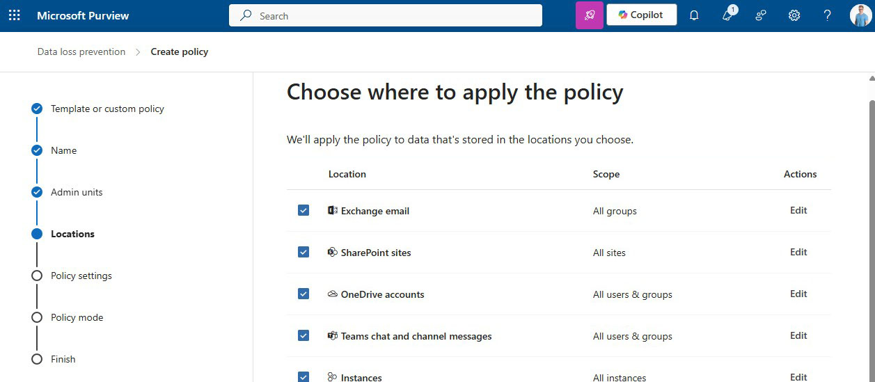 Data Loss Prevention (DLP) in Microsoft Purview: set Microsoft Teams as Location